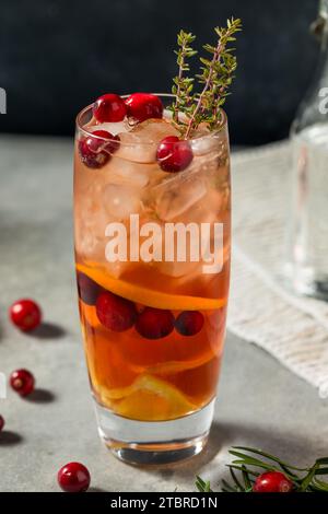 Cocktail di mirtilli rossi di Natale sotto il Mistletoe con gin Foto Stock