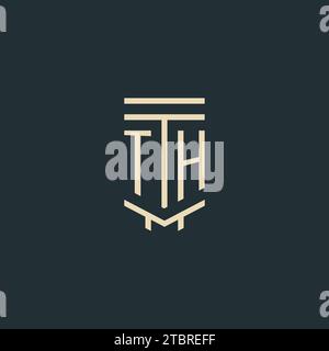 Monogramma iniziale con idee di design del logo a colonna Simple line art Illustrazione Vettoriale