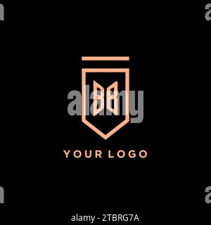 Iniziale monogramma BB con grafica vettoriale icona logo scudo Illustrazione Vettoriale