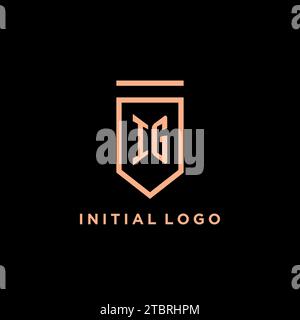 Monogramma IG iniziale con logo scudo icona grafica vettoriale Illustrazione Vettoriale