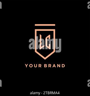 Monogramma iniziale LC con logo scudo icona grafica vettoriale Illustrazione Vettoriale