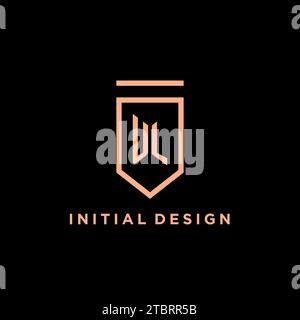 Monogramma iniziale UL con logo scudo icona grafica vettoriale Illustrazione Vettoriale