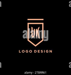 Monogramma VK iniziale con logo scudo icona grafica vettoriale Illustrazione Vettoriale