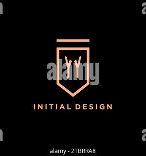 Iniziale monogramma YY con grafica vettoriale icona logo scudo Illustrazione Vettoriale