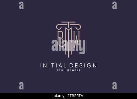 Logo BW design iniziale del pilastro con stile moderno di lusso il miglior design per idee di design di studi legali Illustrazione Vettoriale