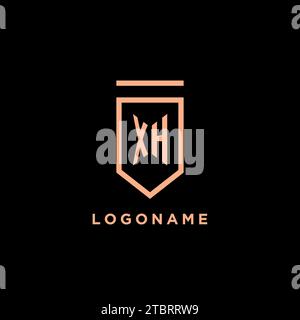 Monogramma iniziale XH con logo scudo icona grafica vettoriale Illustrazione Vettoriale