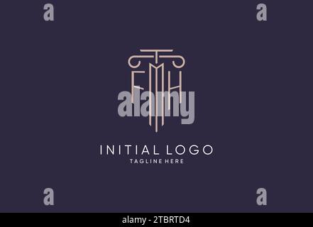 Logo FH design del pilastro iniziale con stile moderno e di lusso design ideale per idee di design di studi legali Illustrazione Vettoriale