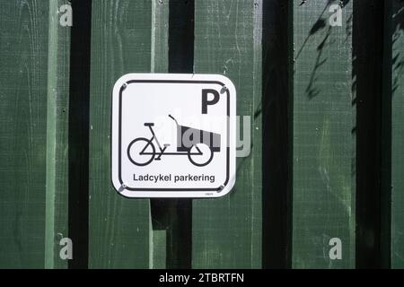 Parcheggio per biciclette cargo, Copenhagen, Danimarca Foto Stock