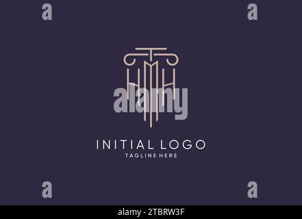 Logo HH design del pilastro iniziale con stile moderno e di lusso il miglior design per idee di design di studi legali Illustrazione Vettoriale