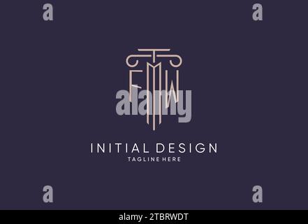 Logo FW design del pilastro iniziale con stile moderno di lusso design ottimale per idee di design di studi legali Illustrazione Vettoriale