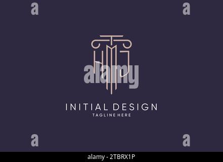 Logo HJ design iniziale del pilastro con stile moderno e di lusso il miglior design per idee di design di studi legali Illustrazione Vettoriale