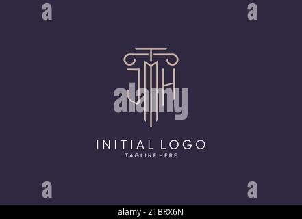 Logo JH design del pilastro iniziale con stile moderno e di lusso il miglior design per idee di design di studi legali Illustrazione Vettoriale