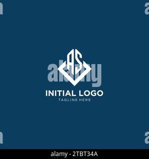 Inizialmente COME rombo quadrato con logo con linee, grafica vettoriale dal design moderno ed elegante Illustrazione Vettoriale