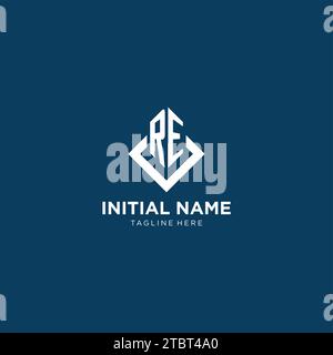 Rombo quadrato con logo RE iniziale con linee, grafica vettoriale dal design moderno ed elegante del logo Illustrazione Vettoriale