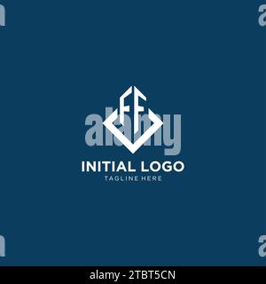 Rombo quadrato con logo FF iniziale con linee, grafica vettoriale dal design moderno ed elegante Illustrazione Vettoriale