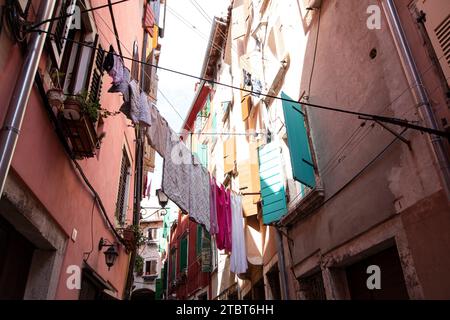 Impressioni dalla città vecchia di Rovigno, nell'Istria croata Foto Stock