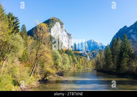 Parco nazionale di Gesäuse, fiume Enns, montagne di Gesäuseeingang a Gesäuse, Stiria, Austria Foto Stock