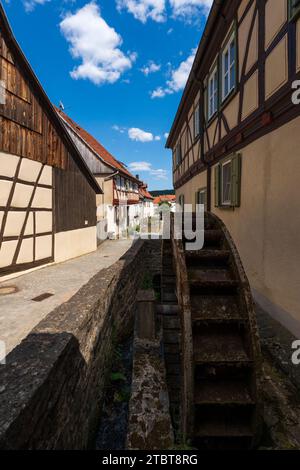 Centro storico della città di Fladungen nel Rhön, distretto di Rhön-Grabfeld, riserva della biosfera di Rhön, bassa Franconia, Franconia, Baviera, Germania Foto Stock