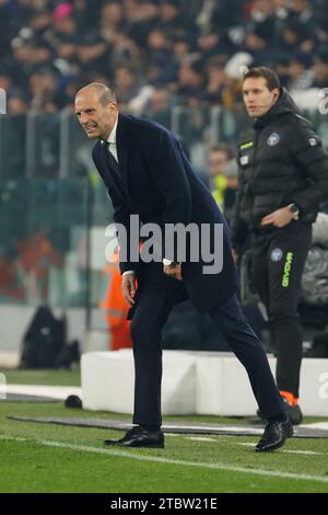 Torino, Piemonte, Italia. 8 dicembre 2023. Massimiliano Allegri allenatore della Juventus durante la partita di serie A Juventus FC - SSC Napoli, stadio Allianz l'8 dicembre 2023 a Torino, Italia. (Immagine di credito: © Ciro De Luca/ZUMA Press Wire) SOLO USO EDITORIALE! Non per USO commerciale! Crediti: ZUMA Press, Inc./Alamy Live News Foto Stock