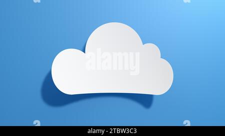Fumetto vocale vuoto. Design minimalista astratto con carta bianca su sfondo blu. Rappresentazione 3D. Foto Stock