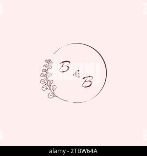 Lettere con il logo BB wedding in un design professionale di alta qualità che si adatta bene a qualsiasi supporto di stampa Illustrazione Vettoriale