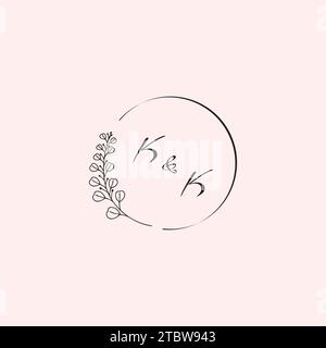 Lettere con logo per matrimoni KK in un design professionale di alta qualità che si adatta perfettamente a qualsiasi supporto di stampa Illustrazione Vettoriale