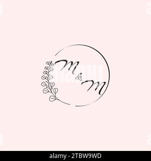 Lettere con logo da sposa MM in un design professionale di alta qualità che si adatta bene a qualsiasi supporto di stampa Illustrazione Vettoriale