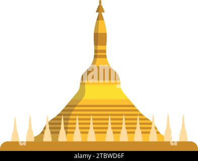 myanmar pagoda shwedagon tempio vettore isolato Illustrazione Vettoriale