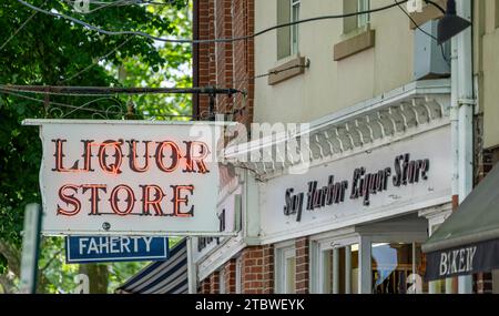 immagine dettagliata del cartello per il negozio di liquori sag harbor Foto Stock