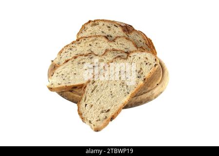 Pane di frumento a fette con segale germogliato isolato su sfondo bianco Foto Stock