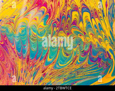 Marmorizzazione tradizionale artwork pattern come colorato sfondo astratto Foto Stock