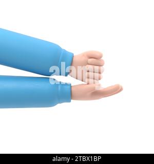 asl. Gesto GUIDA. Gesto della mano, palmo e pugno. Comunicazione non verbale. Gesti linguistici. illustrazione 3d disegno piatto. Icona mano.Rendering 3D su se Foto Stock