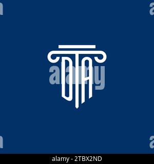 Monogramma iniziale del logo DA con design semplice dell'icona a colonna Illustrazione Vettoriale