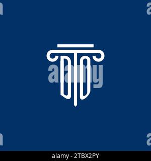 ESEGUIRE il monogramma iniziale del logo con il design semplice dell'icona a colonna Illustrazione Vettoriale