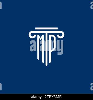Monogramma con logo iniziale MP con design a semplice icona a colonna Illustrazione Vettoriale