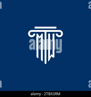 Monogramma con logo iniziale MW con design a semplice icona a colonna Illustrazione Vettoriale