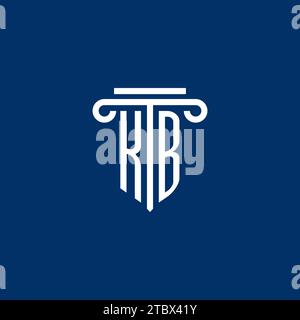 Monogramma iniziale del logo KB con design semplice dell'icona a colonna Illustrazione Vettoriale