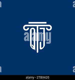 Monogramma con logo iniziale QJ con design semplice a colonna Illustrazione Vettoriale