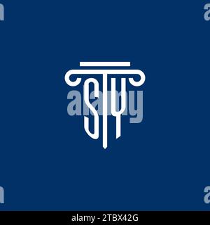 Monogramma con logo iniziale SY con design a icona a colonna semplice Illustrazione Vettoriale