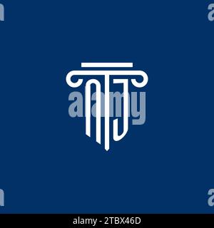 Monogramma con logo iniziale NJ con design semplice a colonna Illustrazione Vettoriale