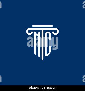 Monogramma logo iniziale MC con design semplice dell'icona a colonna Illustrazione Vettoriale