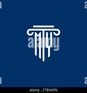 IL MIO monogramma iniziale del logo con design semplice dell'icona a colonna Illustrazione Vettoriale