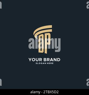 Monogramma DP con design icona pilastro, design elegante e moderno logo legale idee grafica vettoriale Illustrazione Vettoriale