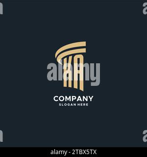 Monogramma KA con design icona pilastro, design elegante e moderno logo legale idee grafica vettoriale Illustrazione Vettoriale