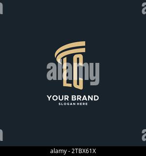 Monogramma LC con design icona pilastro, design elegante e moderno logo legale idee grafica vettoriale Illustrazione Vettoriale