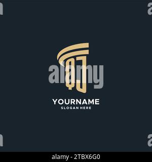 Monogramma QJ con design icona pilastro, design elegante e moderno logo legale idee grafica vettoriale Illustrazione Vettoriale