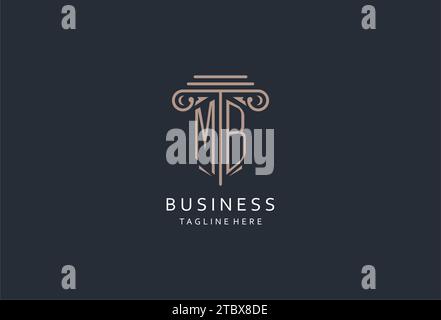 Logo monogramma MB con icona a forma di pilastro, logo di design elegante e di lusso per idee di design iniziali del logo di stile dello studio legale Illustrazione Vettoriale