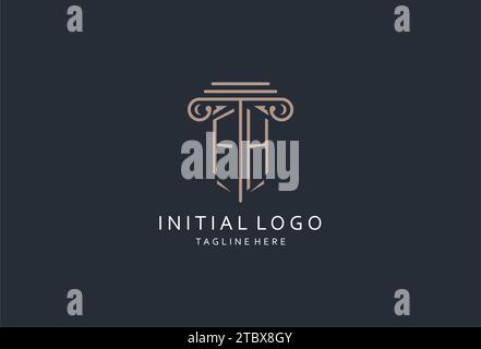 Logo monogramma FH con icona a forma di pilastro, logo di design elegante e lussuoso per idee di design iniziali del logo di stile dello studio legale Illustrazione Vettoriale