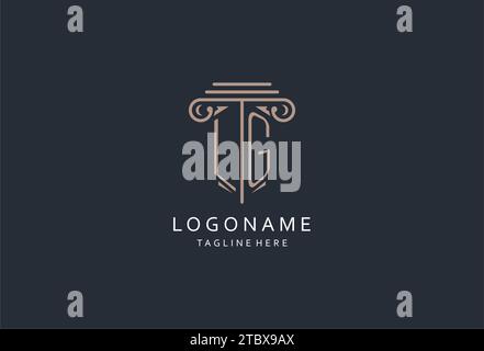 Logo monogramma LG con icona a forma di pilastro, logo di design elegante e lussuoso per idee di design iniziali del logo di stile dello studio legale Illustrazione Vettoriale