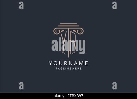 Logo monogramma YR con icona a forma di pilastro, logo di design elegante e lussuoso per idee di design iniziali del logo di stile dello studio legale Illustrazione Vettoriale